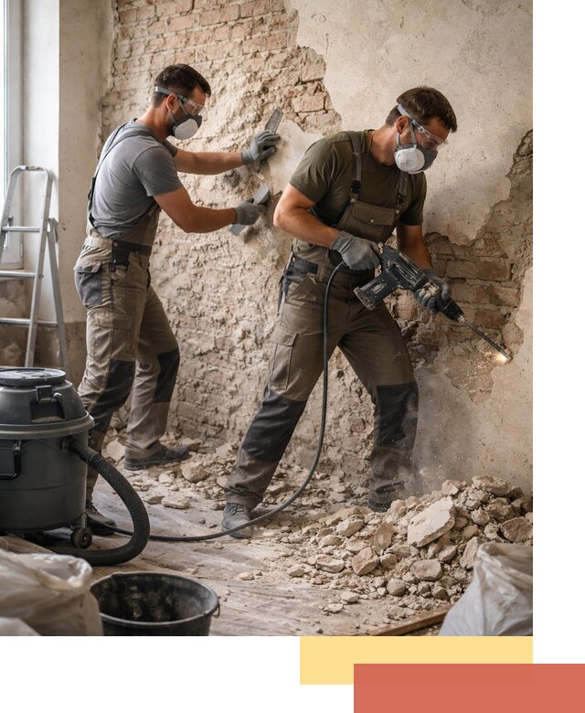 Демонтаж штукатурки со стен в Усть-Джегуте быстро и аккуратно