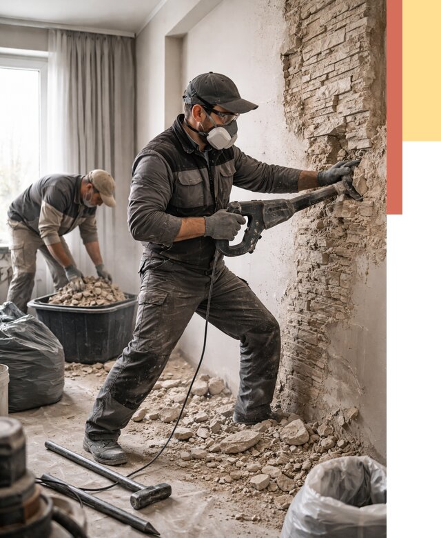 Демонтаж декоративного камня в Усть-Джегуте от 1468 руб/м² — быстро и недорого | ОТДЕЛОЧНИК-Стд