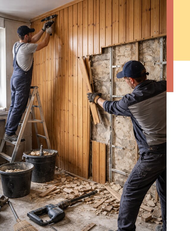 Демонтаж вагонки со стен в Усть-Джегуте от 1468 руб. — снятие, удаление, срочно | ОТДЕЛОЧНИК-Стд