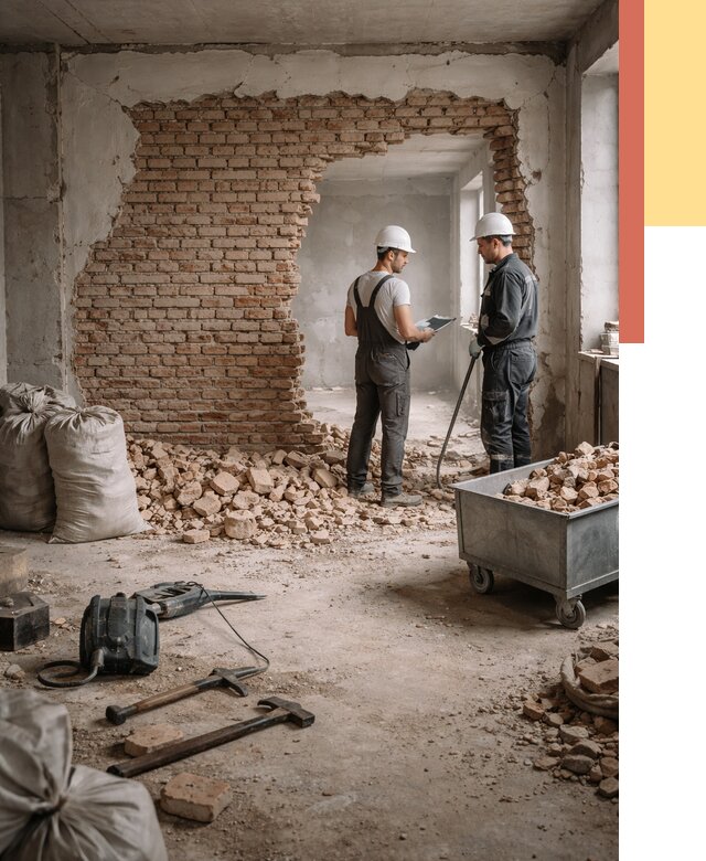 Демонтаж кирпичных стен в Усть-Джегуте от 4252 руб. — быстро, недорого, под ключ | ОТДЕЛОЧНИК-Стд