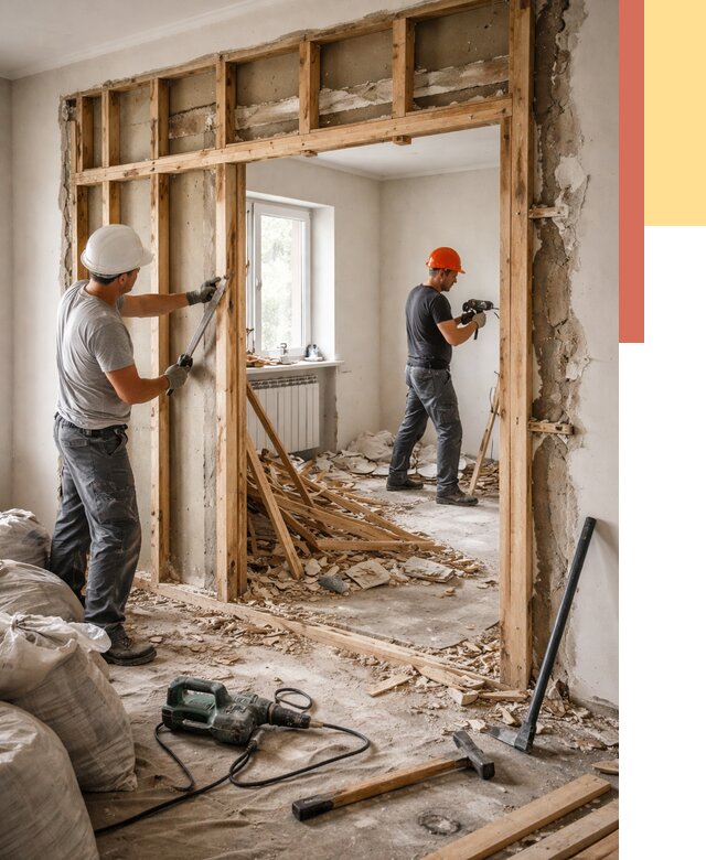 Демонтаж деревянных перегородок в Усть-Джегуте от 3239 руб. — быстро и недорого | ОТДЕЛОЧНИК-Стд