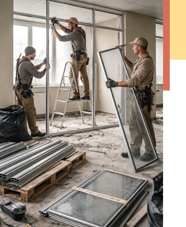 Демонтаж алюминиевых перегородок в Усть-Джегуте от 4252 руб. — быстро и недорого | ОТДЕЛОЧНИК-Стд