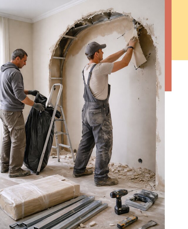 Демонтаж арки из гипсокартона в Усть-Джегуте от 3543 руб. — услуги под ключ | ОТДЕЛОЧНИК-Стд