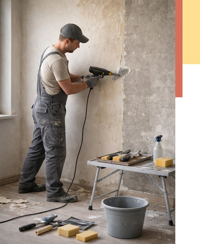 Очистка стен от клея в Усть-Джегуте от 1873 руб. — снятие и удаление клея со стен | ОТДЕЛОЧНИК-Стд