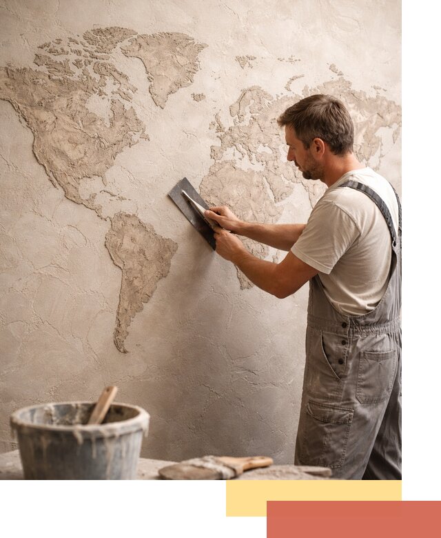 Декоративная штукатурка «Карта мира» под ключ в Усть-Джегуте