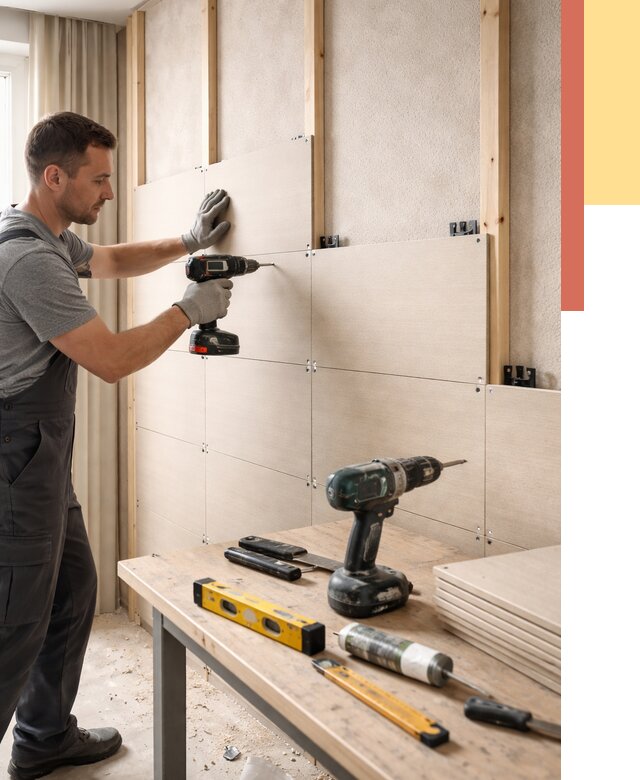 Монтаж МДФ панелей на стены в Усть-Джегуте от 1265 руб. под ключ | ОТДЕЛОЧНИК-Стд