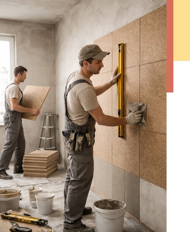 Монтаж пробковых панелей на стены в Усть-Джегуте от 3543 руб. — ОТДЕЛОЧНИК-Стд