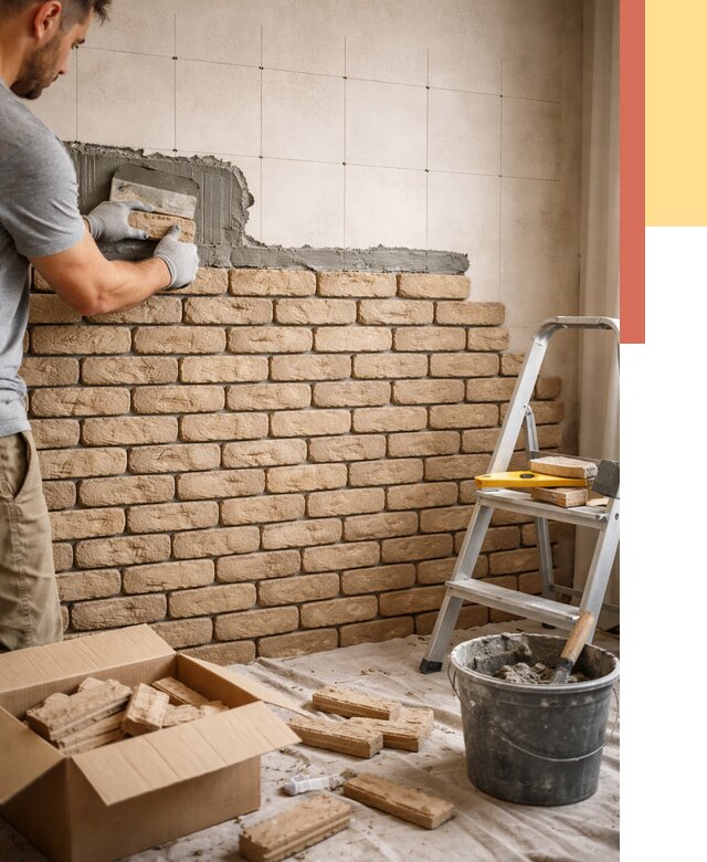 Монтаж декоративного кирпича в Усть-Джегуте от 3239 руб./м² — быстро и недорого | ОТДЕЛОЧНИК-Стд