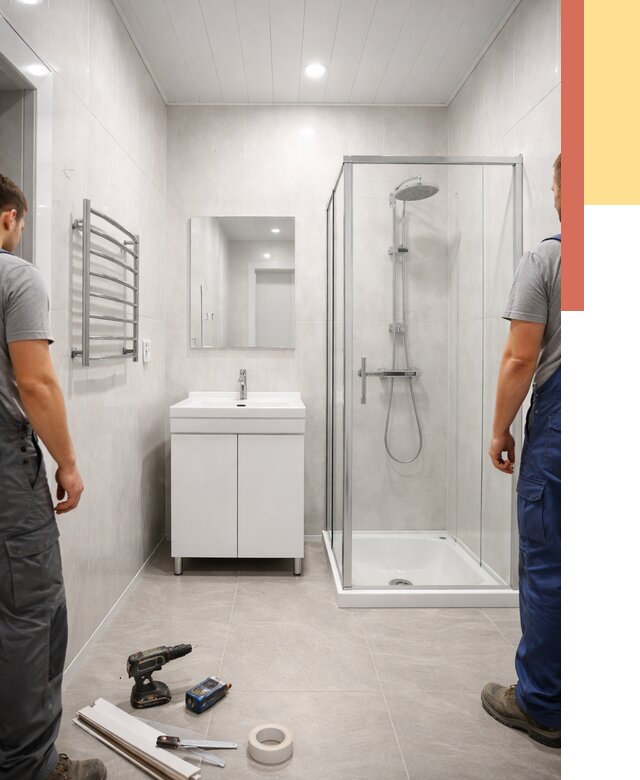 Отделка ванной комнаты панелями ПВХ в Усть-Джегуте от 4555 руб. за м2 | ОТДЕЛОЧНИК-Стд