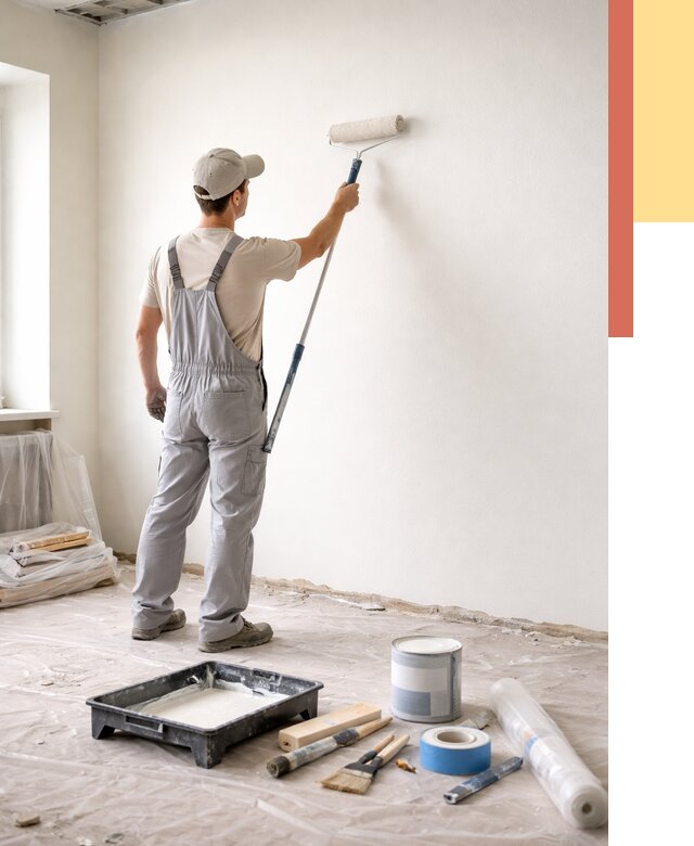 Покраска стен водоэмульсионной краской в Усть-Джегуте от 456 руб. за м² | ОТДЕЛОЧНИК-Стд