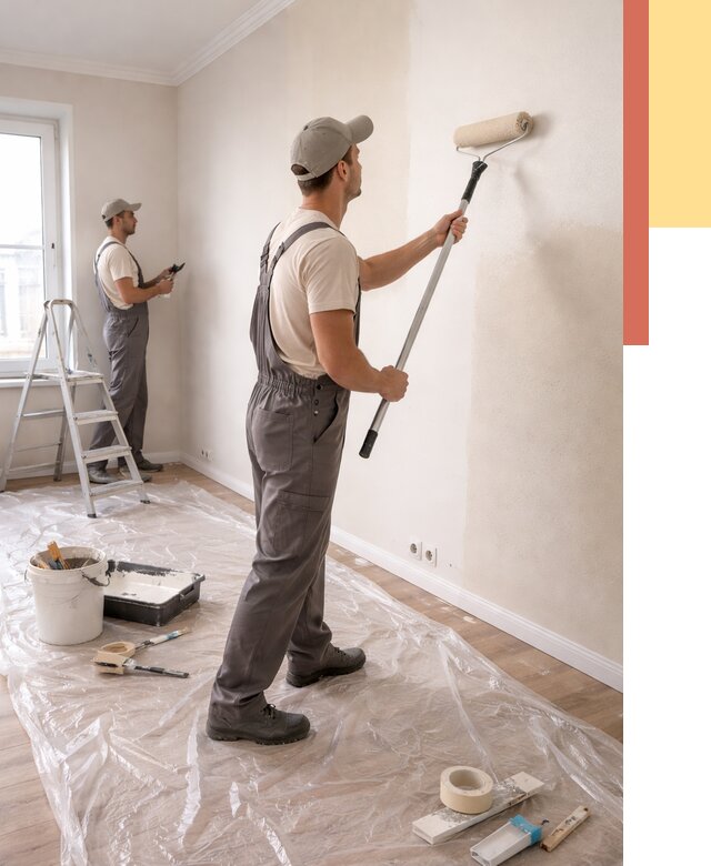 Покраска стен акриловой краской в Усть-Джегуте от 3543 руб./м² — быстро и недорого | ОТДЕЛОЧНИК-Стд