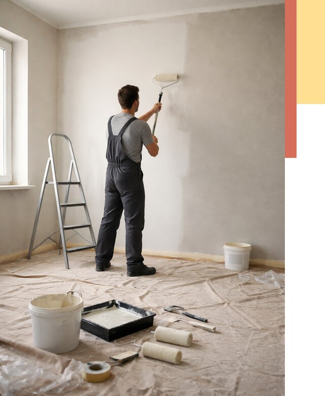 Покраска стен моющейся краской в Усть-Джегуте от 354 руб./м² — быстро и недорого | ОТДЕЛОЧНИК-Стд