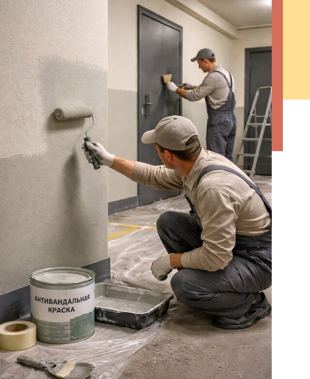 Покраска стен антивандальной краской в Усть-Джегуте от 4555 руб./м² под ключ | ОТДЕЛОЧНИК-Стд