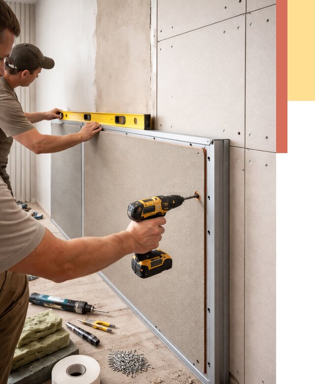 Шумоизоляция стен панелями ЗИПС в Усть-Джегуте от 2227 руб./м² под ключ | ОТДЕЛОЧНИК-Стд