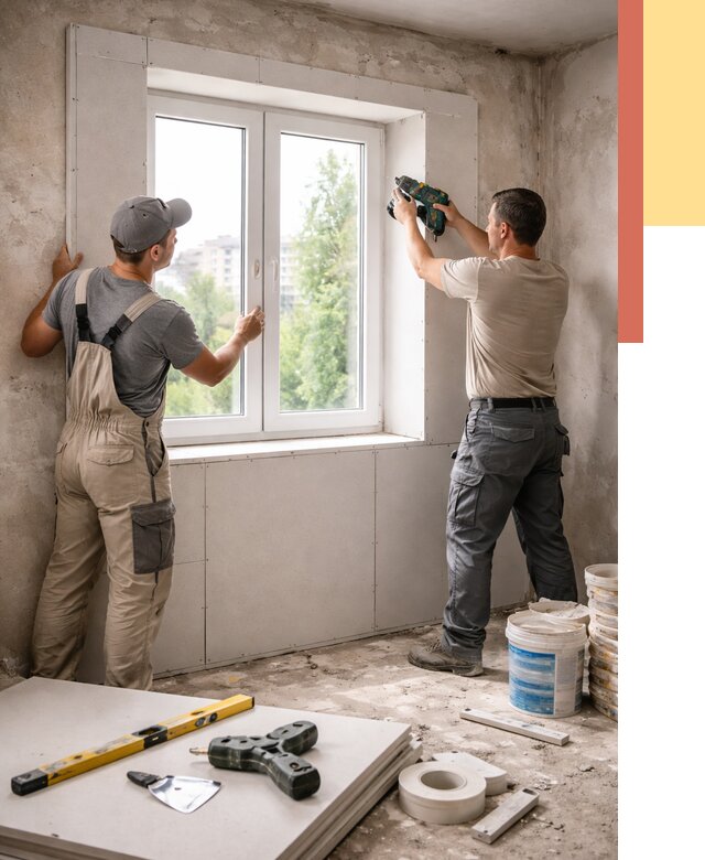 Монтаж откосов из гипсокартона в Усть-Джегуте от 4555 руб. под ключ | ОТДЕЛОЧНИК-Стд