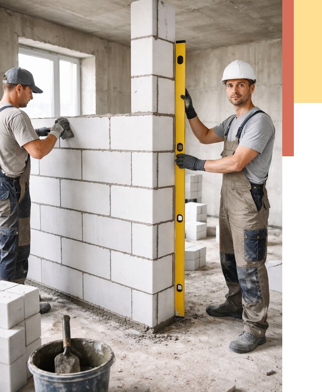 Кладка перегородок из пеноблока в Усть-Джегуте от 1822 руб. под ключ | ОТДЕЛОЧНИК-Стд