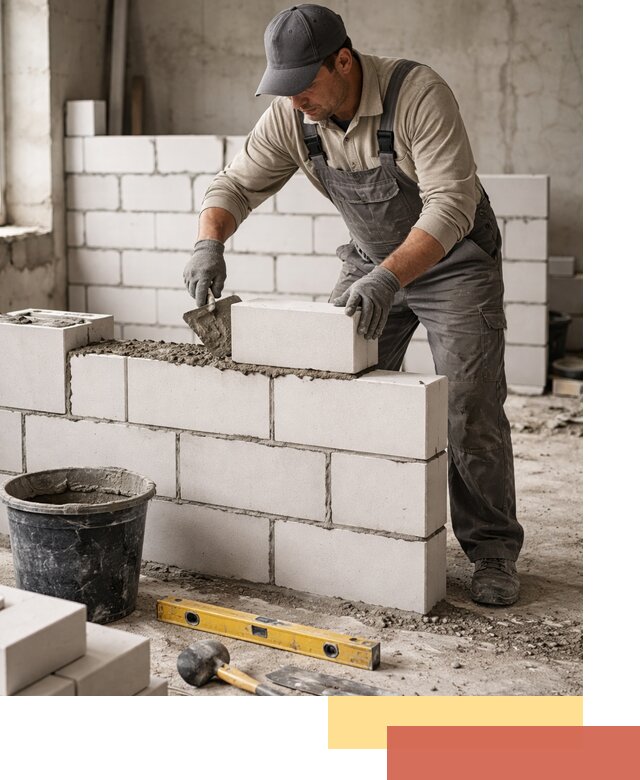 Кладка перегородок из силикатного блока в Усть-Джегуте