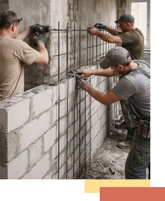 Армирование кладки перегородок в Усть-Джегуте профессионально и надёжно