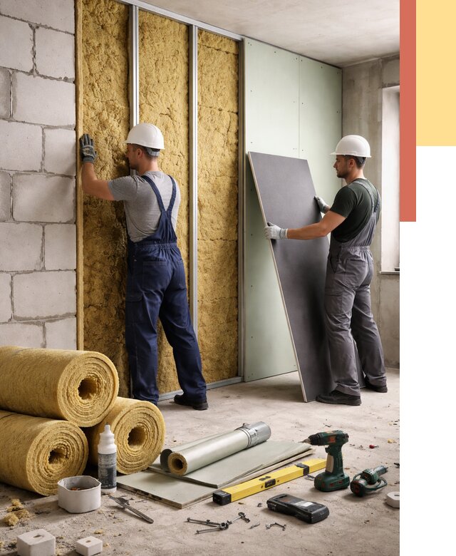 Шумоизоляция перегородок из блоков в Усть-Джегуте от 1873 руб./м² — быстро и недорого | ОТДЕЛОЧНИК-Стд