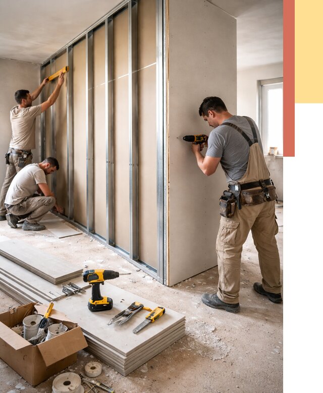 Монтаж однослойной перегородки из гипсокартона в Усть-Джегуте от 658 руб. | ОТДЕЛОЧНИК-Стд