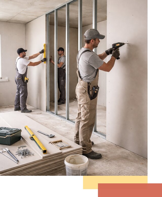 Однослойная перегородка из гипсокартона в Усть-Джегуте под ключ, монтаж и отделка