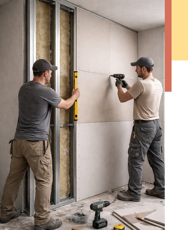 Монтаж двухслойной перегородки из гипсокартона в Усть-Джегуте от 1468 руб. | ОТДЕЛОЧНИК-Стд