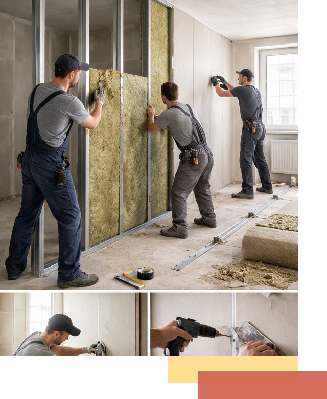 Перегородка из гипсокартона с шумоизоляцией в Усть-Джегуте — монтаж под ключ