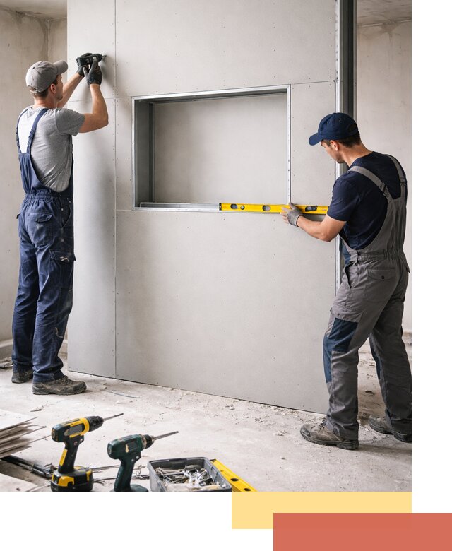 Перегородка из гипсокартона с нишей под декор в Усть-Джегуте