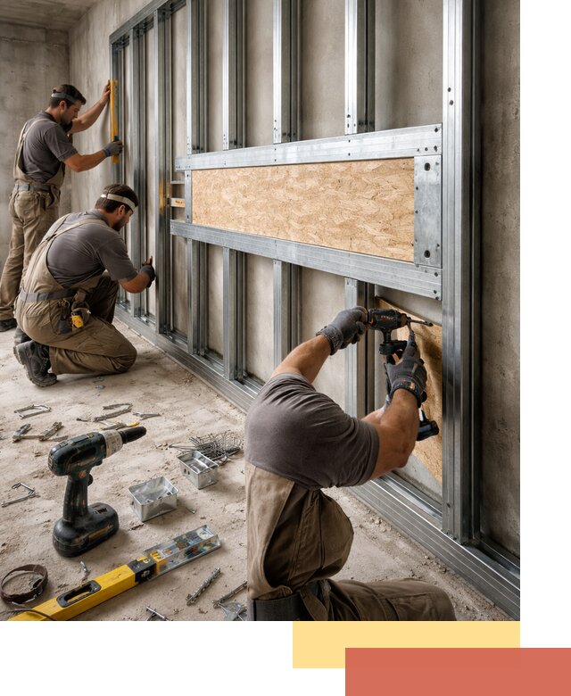 Усиленная перегородка для крепления тяжёлых конструкций в Усть-Джегуте