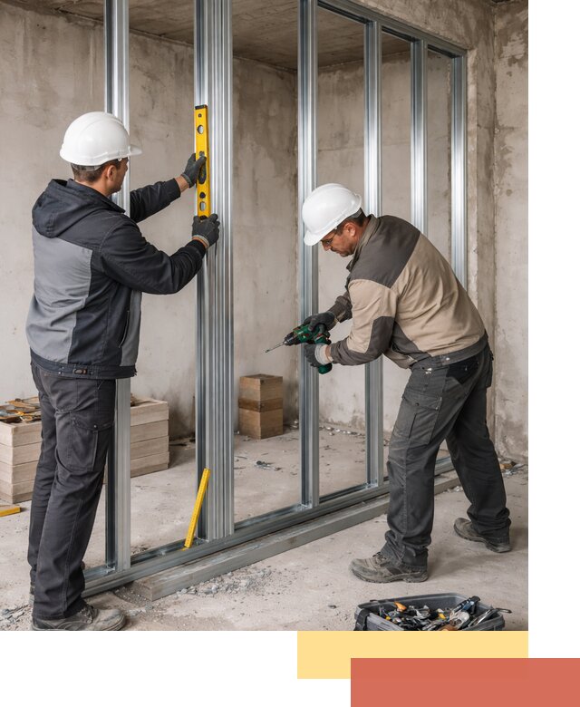 Монтаж каркаса перегородки из профиля в Усть-Джегуте