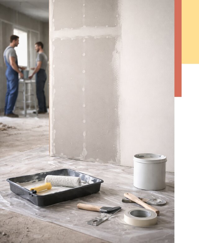 Покраска перегородок из гипсокартона в Усть-Джегуте от 4555 руб. под ключ | ОТДЕЛОЧНИК-Стд