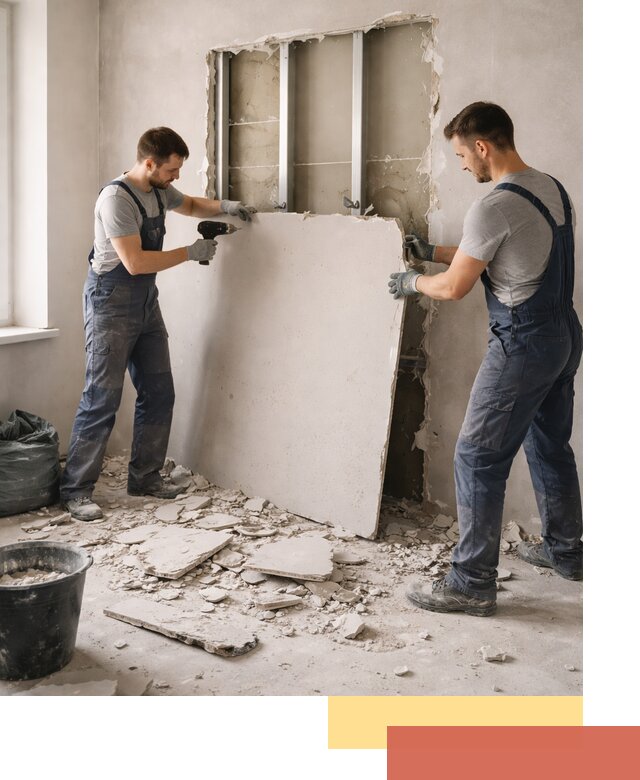 Демонтаж перегородки из гипсокартона в Усть-Джегуте быстрый и аккуратный