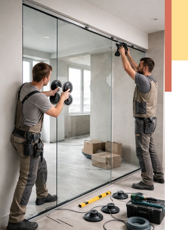 Монтаж стеклянных перегородок в Усть-Джегуте от 6580 руб. | ОТДЕЛОЧНИК-Стд