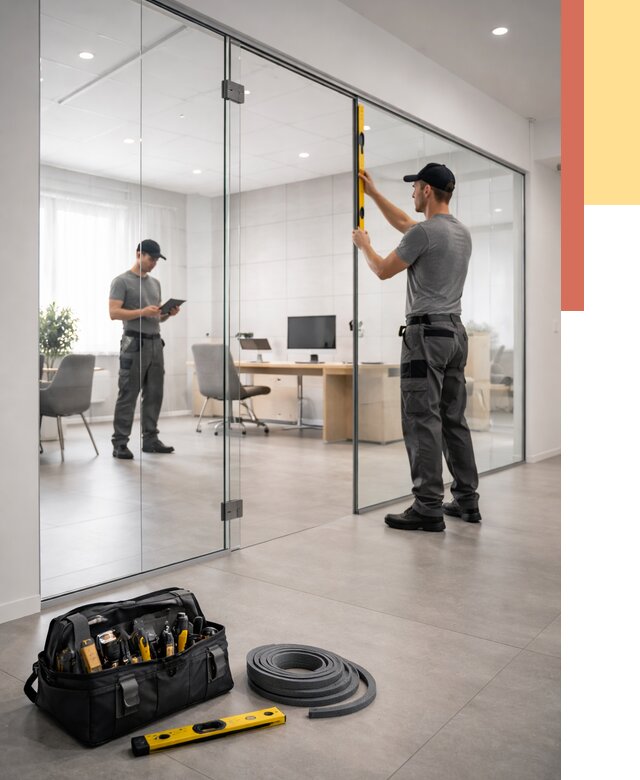 Цельностеклянные перегородки под ключ в Усть-Джегуте от 9617 руб. — монтаж и цены | ОТДЕЛОЧНИК-Стд