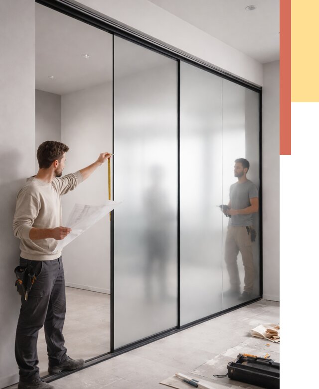 Матовые стеклянные перегородки в Усть-Джегуте от 8605 руб. — монтаж и установка | ОТДЕЛОЧНИК-Стд