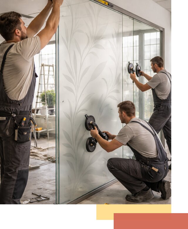 Стеклянные перегородки с рисунком на заказ в Усть-Джегуте