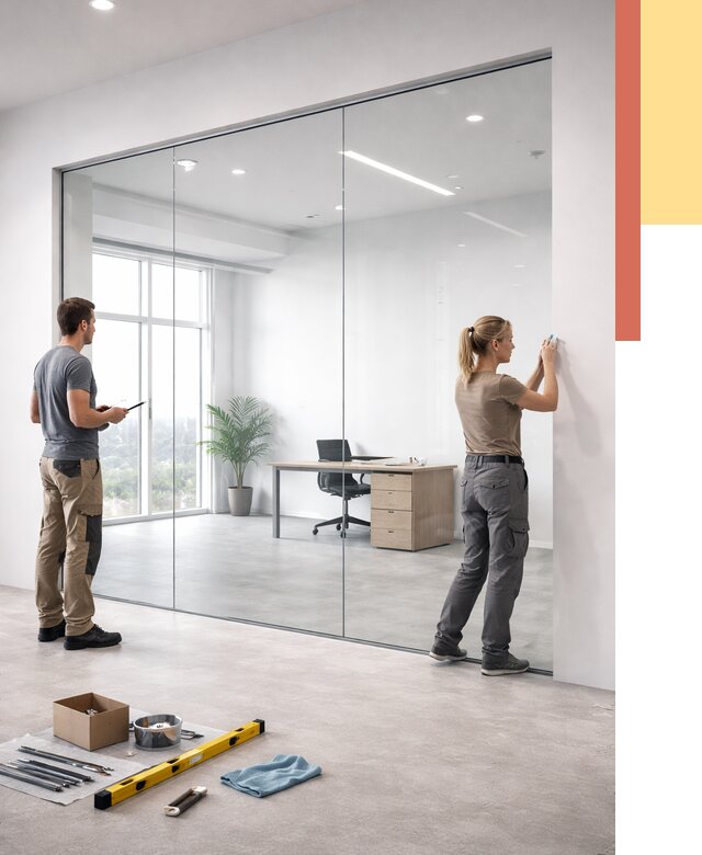 Перегородки из закаленного стекла в Усть-Джегуте от 9617 руб. под ключ | ОТДЕЛОЧНИК-Стд