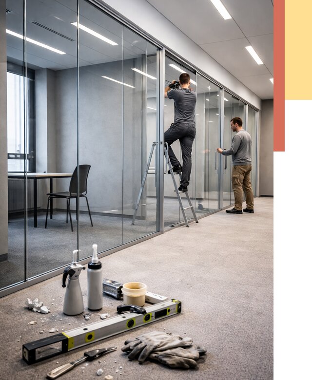 Стеклянные офисные перегородки в Усть-Джегуте от 8605 руб. — монтаж и установка | ОТДЕЛОЧНИК-Стд