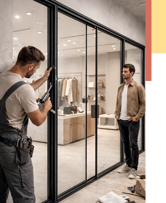 Стеклянные перегородки для магазинов в Усть-Джегуте от 8301 руб. под ключ | ОТДЕЛОЧНИК-Стд