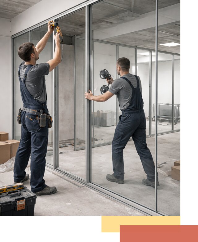 Алюминиевые перегородки со стеклом в Усть-Джегуте — изготовление и монтаж