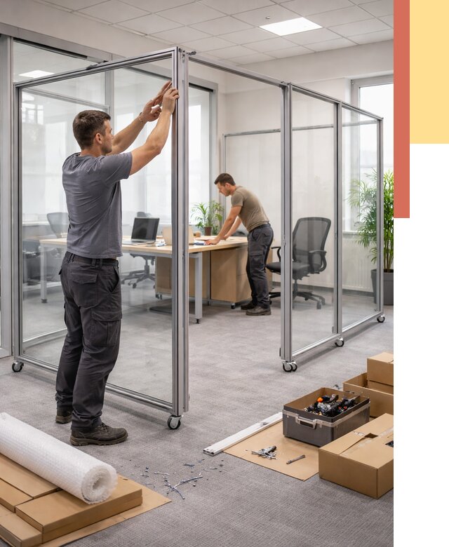 Мобильные офисные перегородки в Усть-Джегуте от 12654 руб. — установка под ключ | ОТДЕЛОЧНИК-Стд