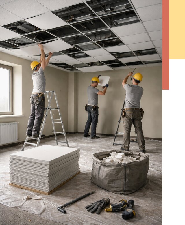 Демонтаж потолка Армстронг в Усть-Джегуте от 4555 руб. быстро и недорого | ОТДЕЛОЧНИК-Стд