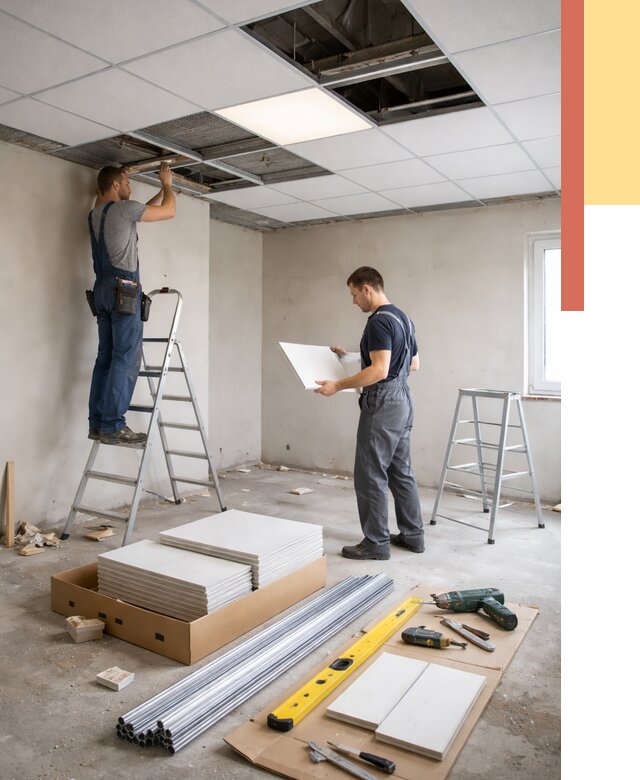 Монтаж потолка армстронг в Усть-Джегуте от 4555 руб/м2 — быстрая установка под ключ | ОТДЕЛОЧНИК-Стд