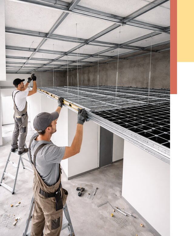 Монтаж потолка грильято в Усть-Джегуте от 456 руб./м² — быстрая сборка под ключ | ОТДЕЛОЧНИК-Стд