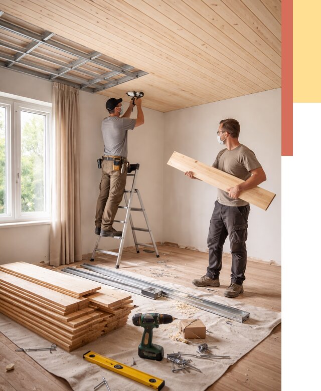 Монтаж потолка из вагонки в Усть-Джегуте от 6580 руб. | Быстро и недорого — ОТДЕЛОЧНИК-Стд