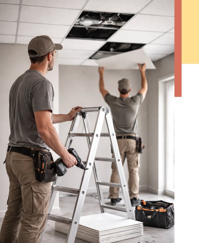 Обслуживание подвесного потолка в Усть-Джегуте от 3543 руб. — быстро и недорого | ОТДЕЛОЧНИК-Стд