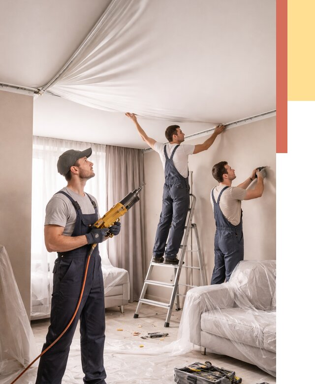 Установка натяжного потолка в Усть-Джегуте от 4555 руб. | Быстро и недорого — ОТДЕЛОЧНИК-Стд