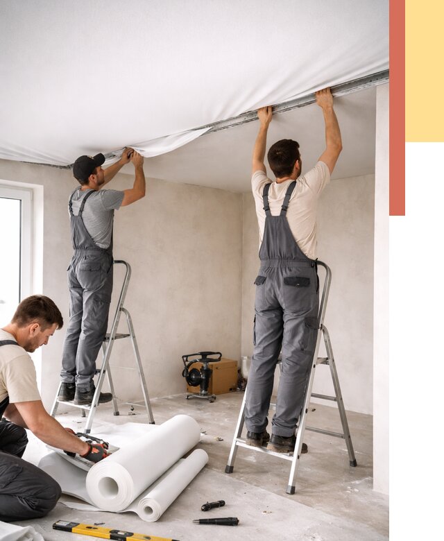 Монтаж тканевого натяжного потолка в Усть-Джегуте от 3543 руб. под ключ | ОТДЕЛОЧНИК-Стд