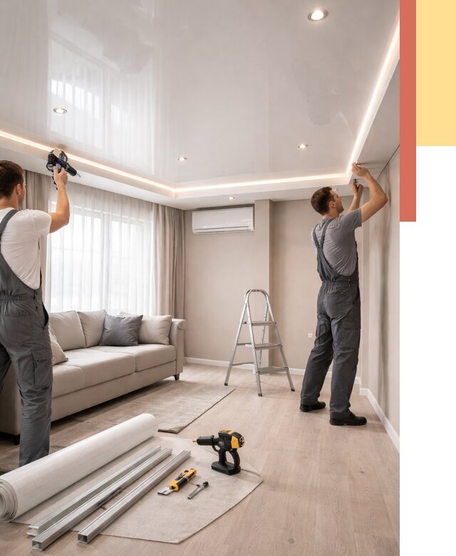 Монтаж глянцевого натяжного потолка в Усть-Джегуте от 759 руб. под ключ | ОТДЕЛОЧНИК-Стд