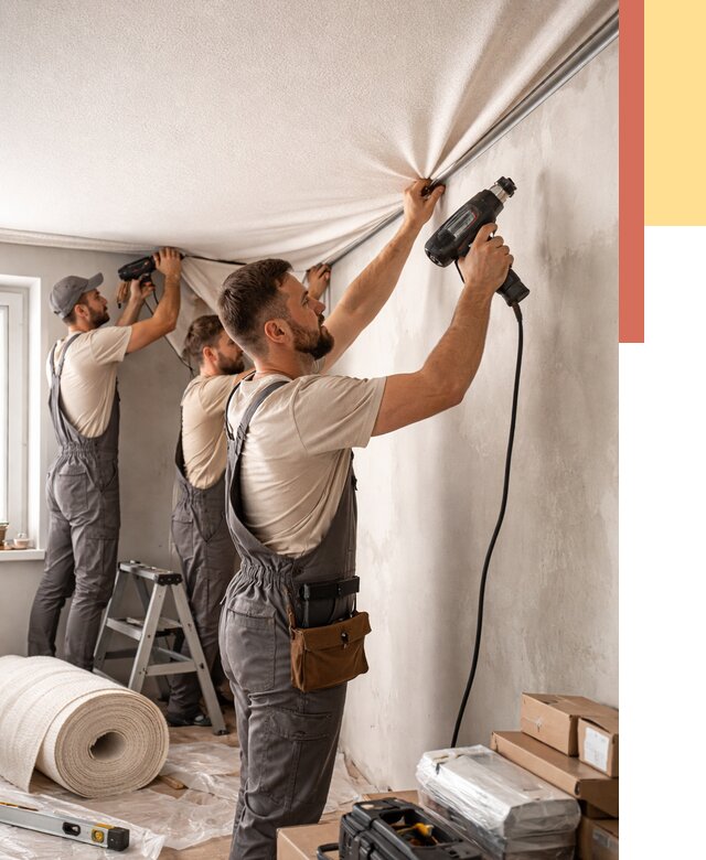 Монтаж фактурного натяжного потолка в Усть-Джегуте от 759 руб. — ОТДЕЛОЧНИК-Стд